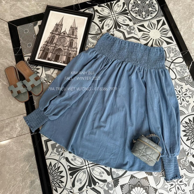 | Huong Quynh Bigsize| Áo Trễ Vai Tay Dài Jean Bigsize