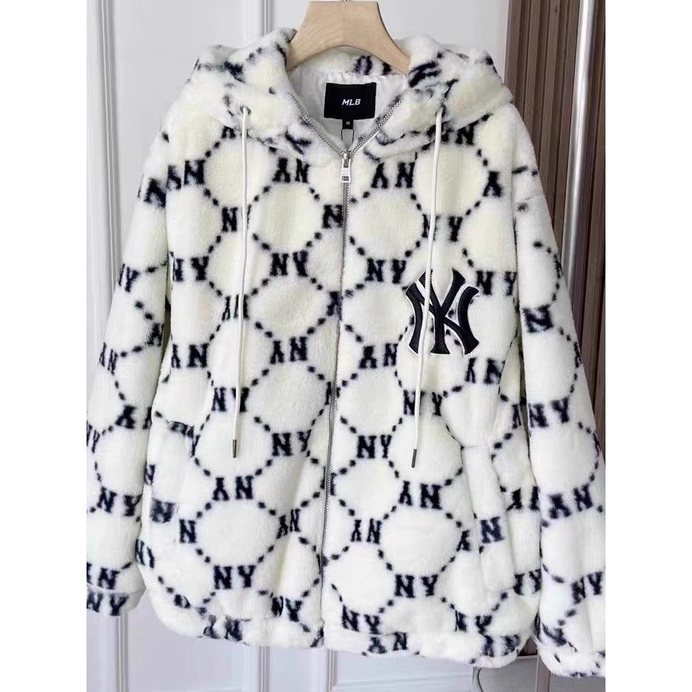 Áo khoác lông NY MLB chính hãng chất lông 2 lớp dày dặn nam nữ lông quảng châu mịn dày dặn chuẩn form unisex nam nữ