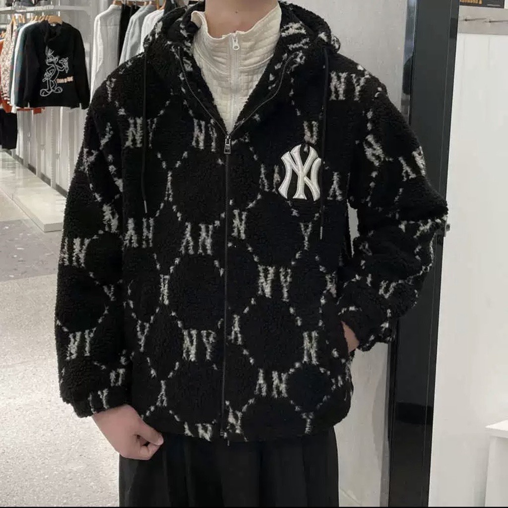 Áo khoác lông NY MLB chính hãng chất lông 2 lớp dày dặn nam nữ lông quảng châu mịn dày dặn chuẩn form unisex nam nữ