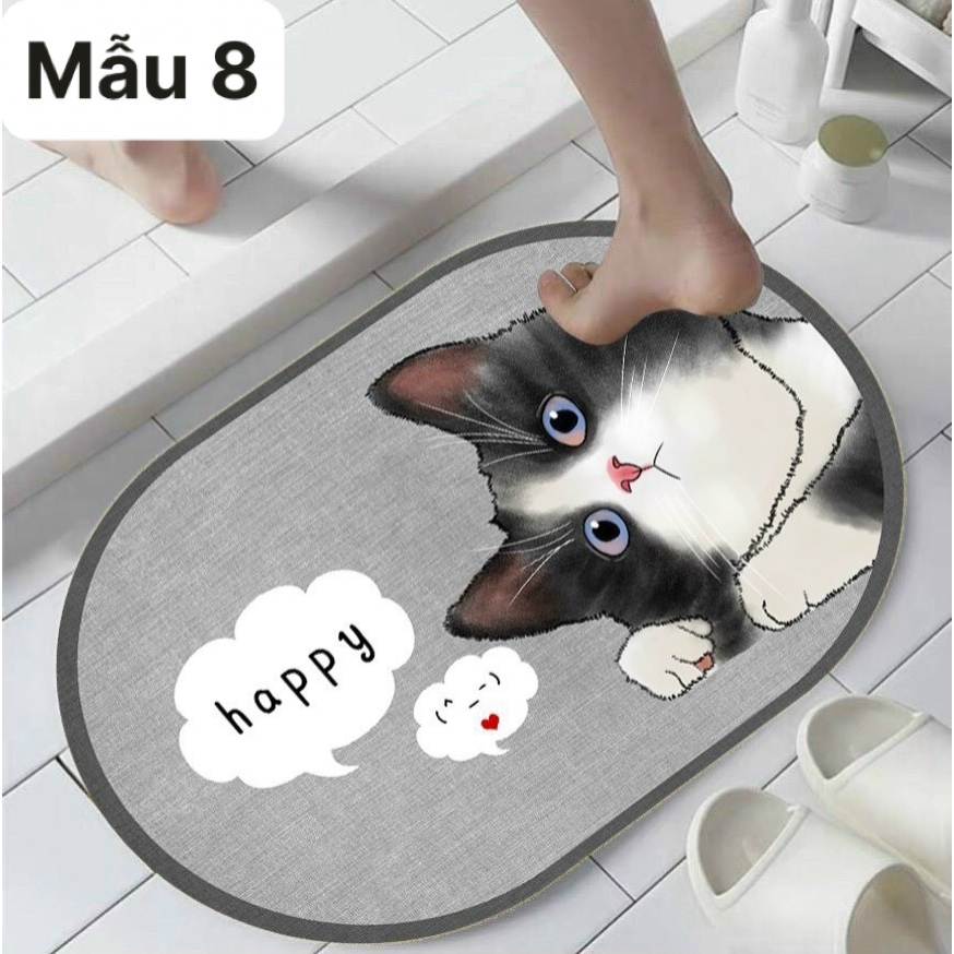 Thảm Bầu Dục Hình Thú 3D Loại 1 ,Thảm Lau Chùi Chân Siêu Rẻ