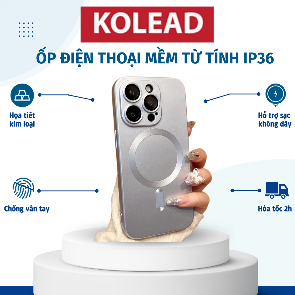 Ốp điện thoại hỗ trợ sạc từ tính bảo vệ camera KOLEAD IP36 chống bám vân tay dành cho IP 11 12 13 14 15 Promax