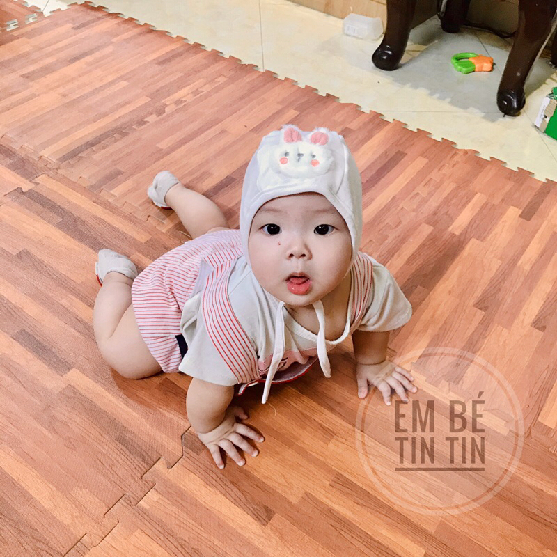 Mũ gấu cotton  - Mũ cục bông - Mũ đính gấu bông kute cho bé