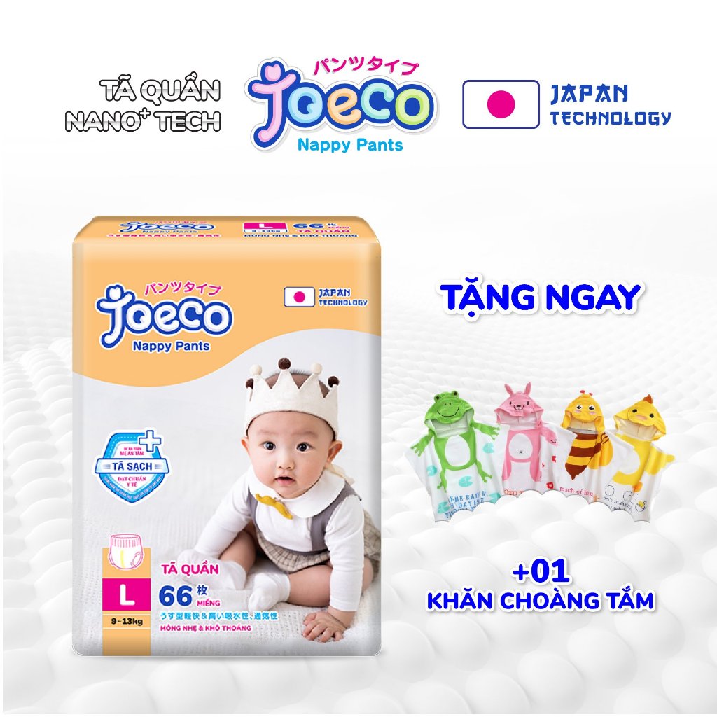 ( Tặng khăn tắm) Tã quần JoeCo M72/L66/XL60/XXL54