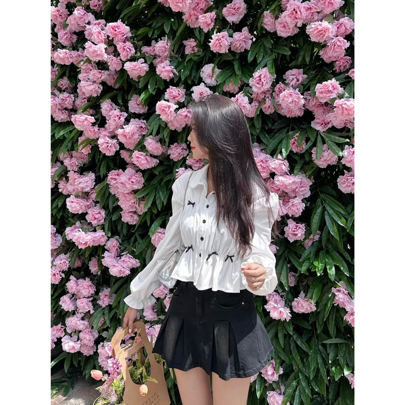 Váy Jean  QC - 9062 - Xếp Li - Viền Chỉ Kiểu