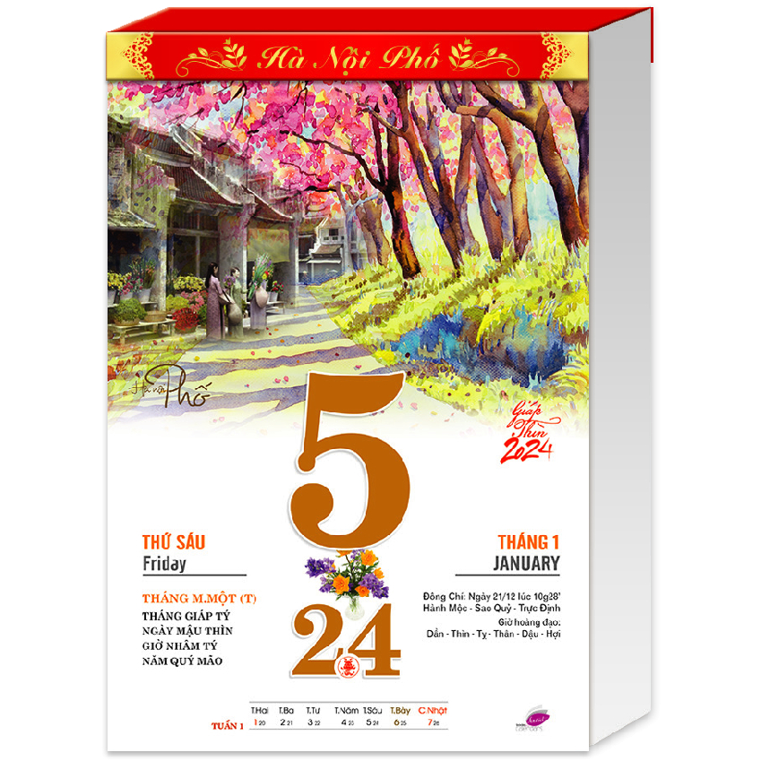 Lịch Bloc bộ siêu đại năm 2024 Giáp Thìn. Kích thước: 20x30cm