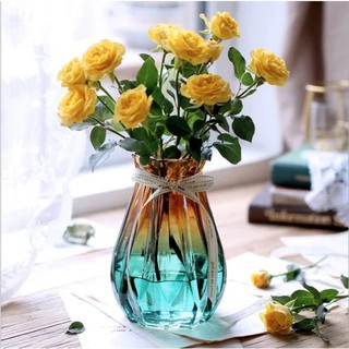 Lọ hoa thủy tinh/ Lọ thủy tinh túm miệng nhiều màu sắc xinh xắn cao 20cm