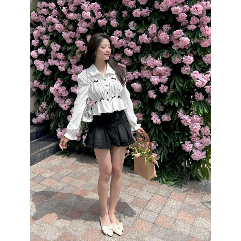 Váy Jean  QC - 9062 - Xếp Li - Viền Chỉ Kiểu