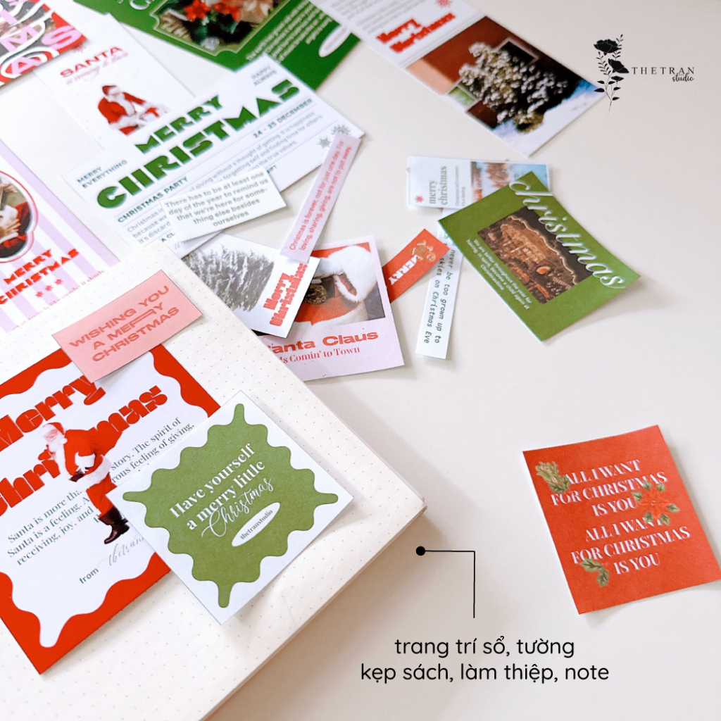 Bộ 25 postcard poster ảnh sticker giáng sinh A6 decor phòng dán tường sổ tay / merry christmas kit / thetranstudio