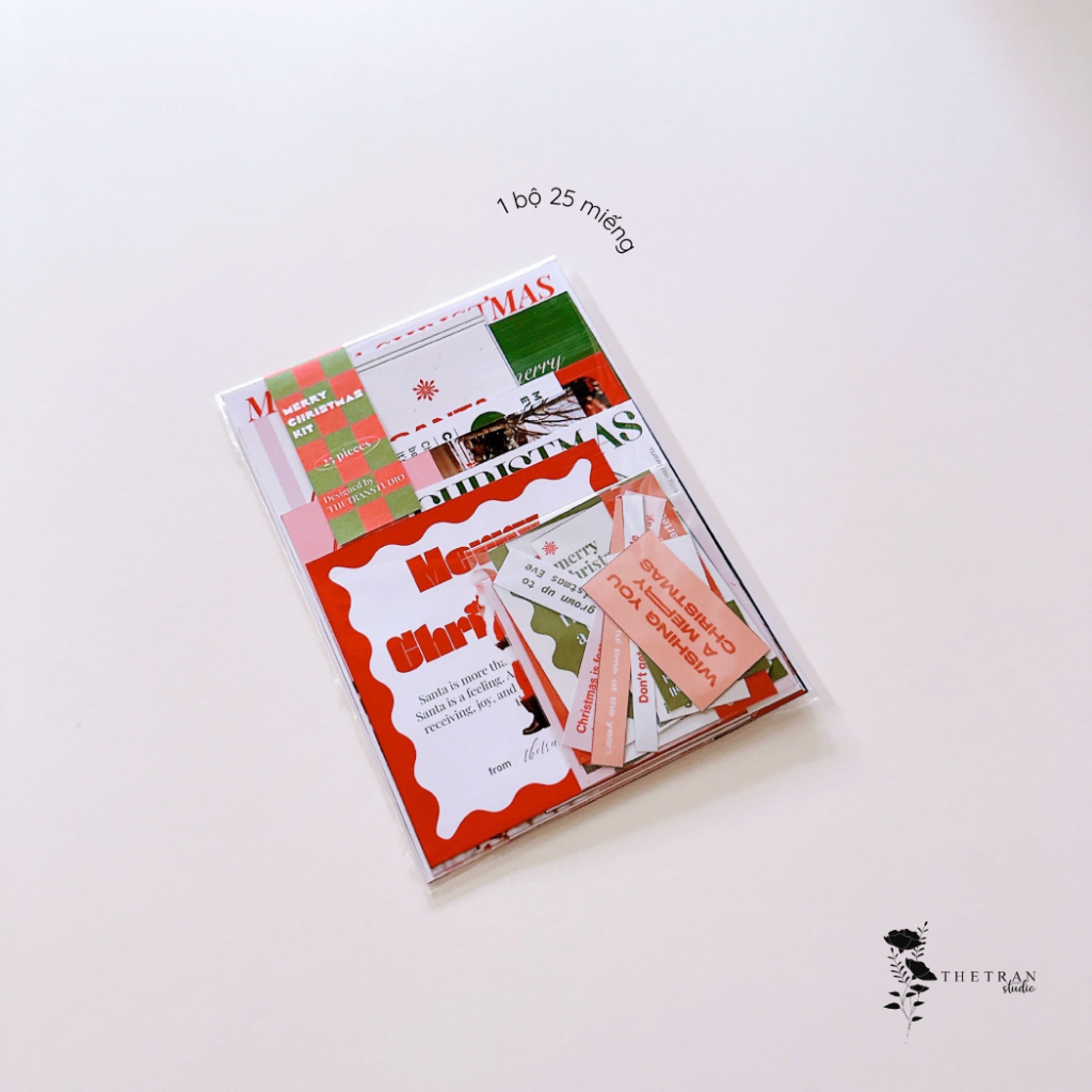 Bộ 25 postcard poster ảnh sticker giáng sinh A6 decor phòng dán tường sổ tay / merry christmas kit / thetranstudio