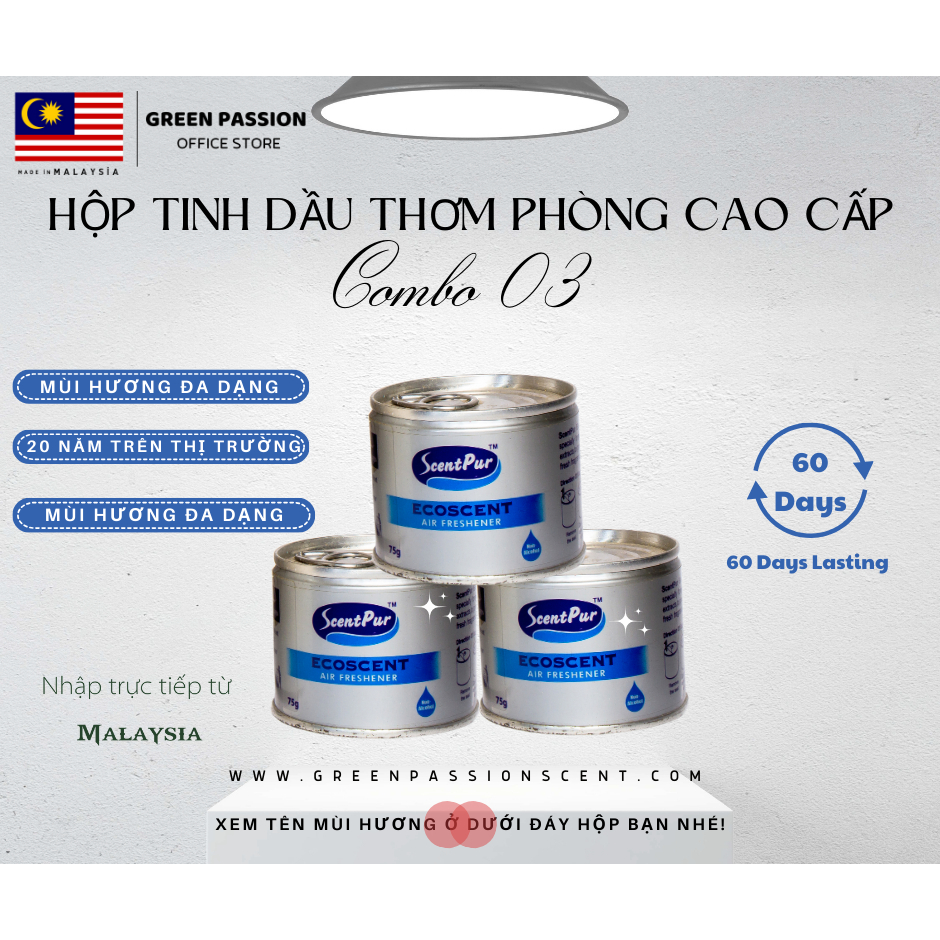 Combo 3 Hộp Tinh Dầu Thơm Phòng Cao Cấp Scent Pur 75g