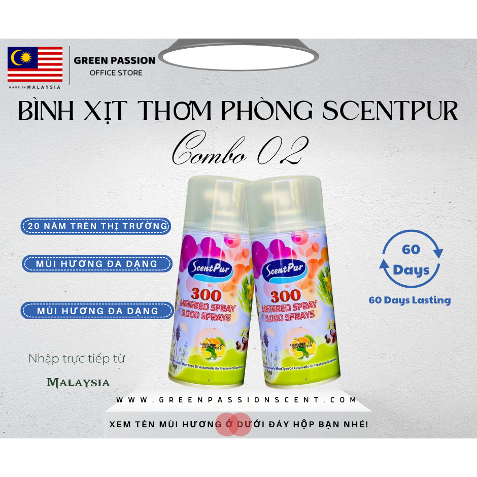 COMBO 2 Bình Xịt Thơm Phòng Scentpur 300ML