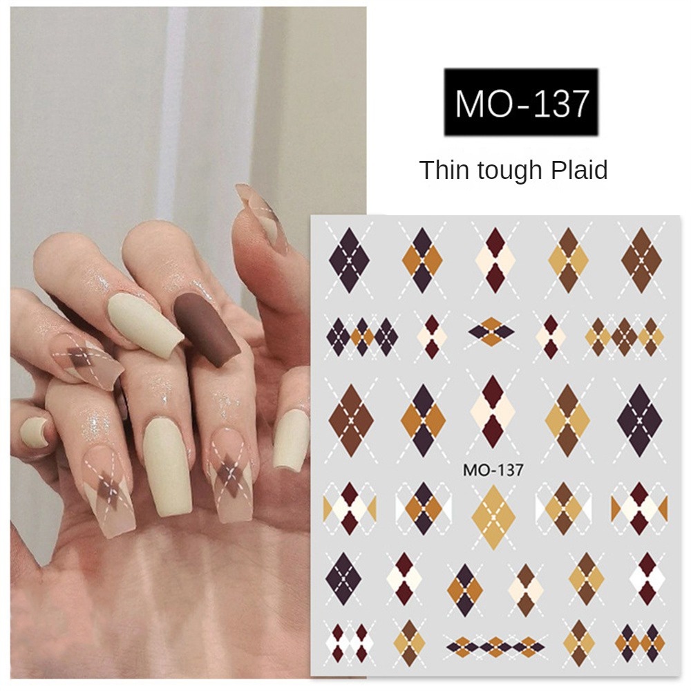 Sticker dán móng kẻ caro thu đông 2023 mẫu mới