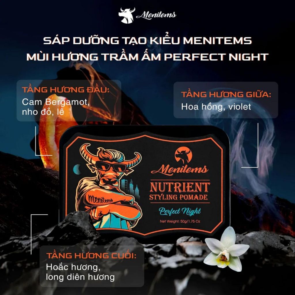 Sáp vuốt tóc Menitems Perfect Night Tropical Wind Genlte Blue Styling Clay Styling Pomade | 50g & 100g