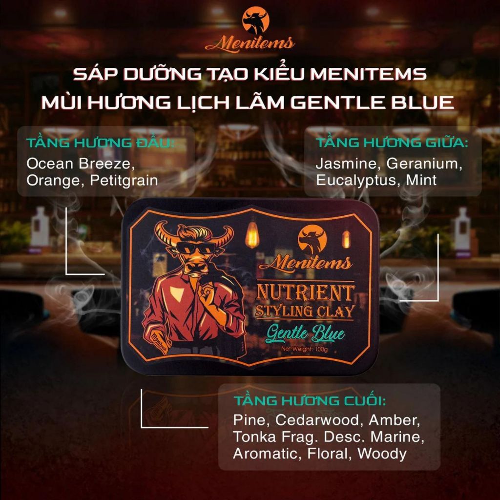 Sáp vuốt tóc Menitems Perfect Night Tropical Wind Genlte Blue Styling Clay Styling Pomade | 50g & 100g