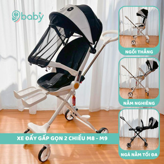 [XẢ KHO GIÁ TỐT] Xe đẩy 2 chiều gấp gọn cho bé nằm, ngồi tặng kèm đệm M8/ M9