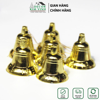 Set 10 chuông mini decor kim vinh mẫu sọc bông tuyết trang trí noel, nhiều size