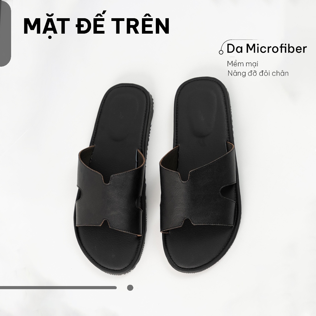 Dép chữ h bigsize quai ngang da bò cao cấp, size 44-48. Dép hermes nam thời trang công sở đi làm