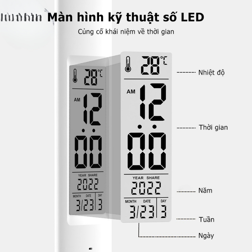 Đèn học chống cận thông minh, đèn đọc sách để bàn sạc pin 3 chế độ ánh sáng màn hình LED hiện thị ngày bảo hành 12 tháng