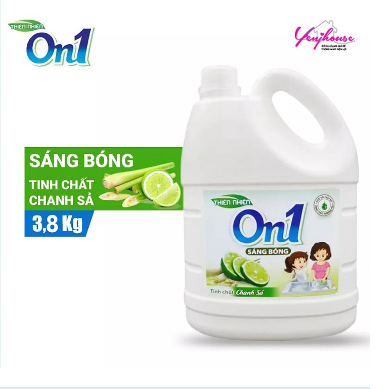 Can Nước rửa chén On1 tinh chất chanh sả tẩy sạch dầu mỡ, an toàn với da tay