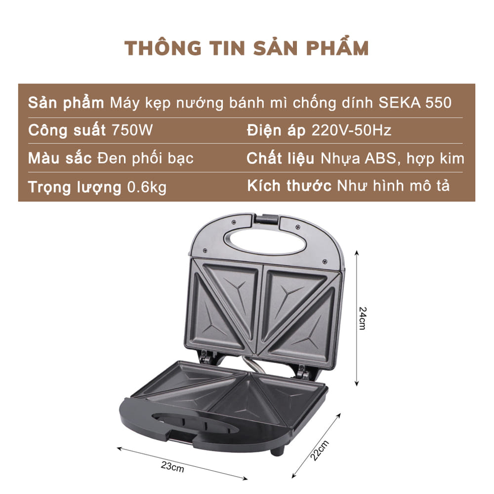 Máy nướng bánh mì, máy kẹp bánh mì sandwich, công suấtt 750W chống dính tốt nướng nhanh, chín đều mặt, bảo hành 12 tháng