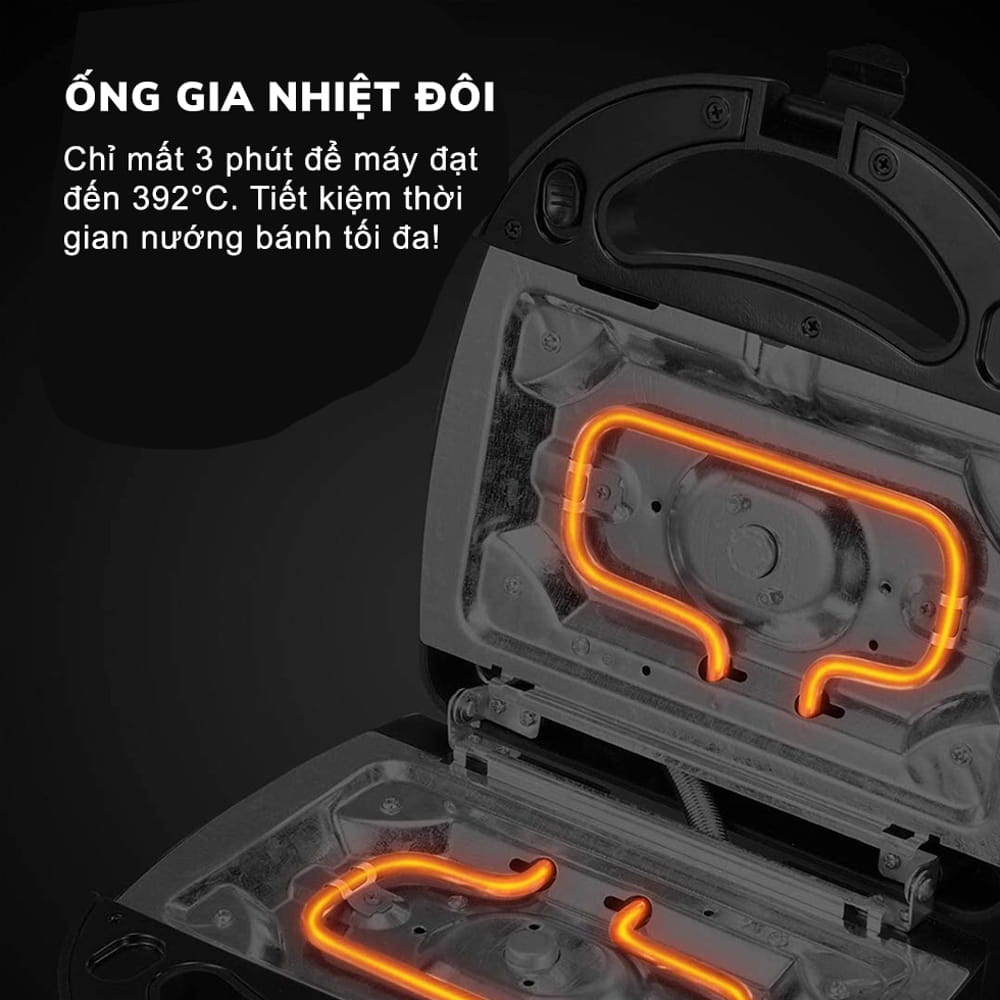 Máy nướng bánh mì, máy kẹp bánh mì sandwich, công suấtt 750W chống dính tốt nướng nhanh, chín đều mặt, bảo hành 12 tháng