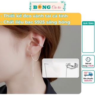 Khuyên đeo vành tai bạc kiểu đan chéo phối dây thả phong cách Hàn Quốc BTB170 - khuyên kẹp tai bạc S925 BÔNG Cài Tóc