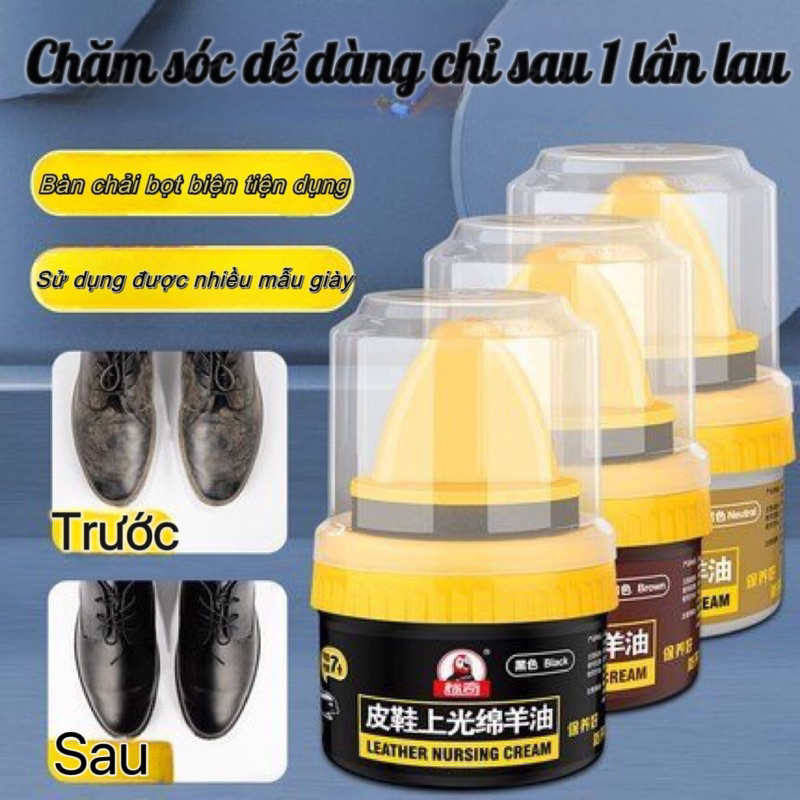 Xi đánh giày, sửa chữa các vết bong tróc. Xi kem dưỡng da làm bóng nhanh đồ da, giày dép 50g, tặng kèm mút