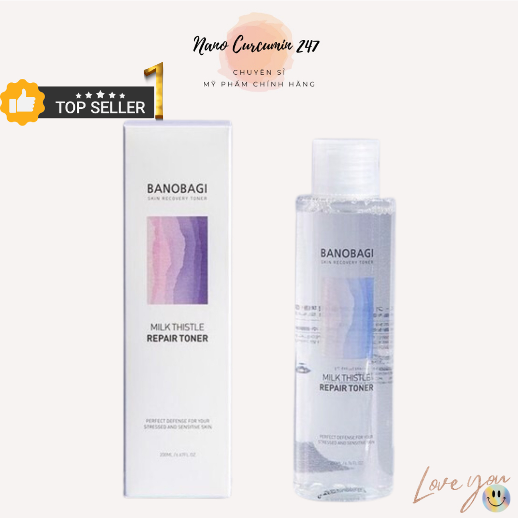 Nước Hoa Hồng Dưỡng Ẩm Làm Sáng Phục Hồi Da Banobagi Milk Thistle Repair Toner 200ml