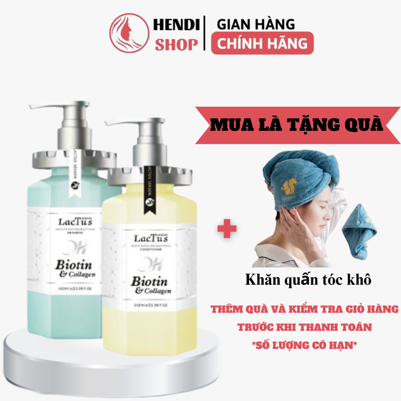 Cặp dầu gội xả biotin lactus season ngăn gàu, giảm rụng tóc mẫu mới 650ml hương thơm bạc hà