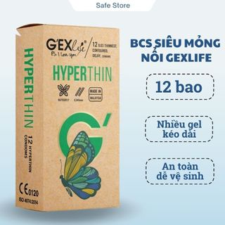 Bao cao su siêu mỏng GEXlife Hyperthin bcs siêu mỏng chống xuất tinh sớm kéo dài thời gian