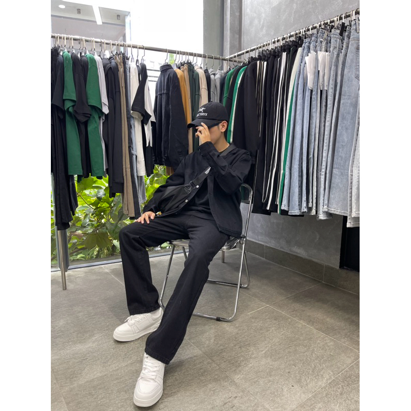 Quần Jeans P10 Peaceout Studios Xanh lơ và Đen , Ống Xuông