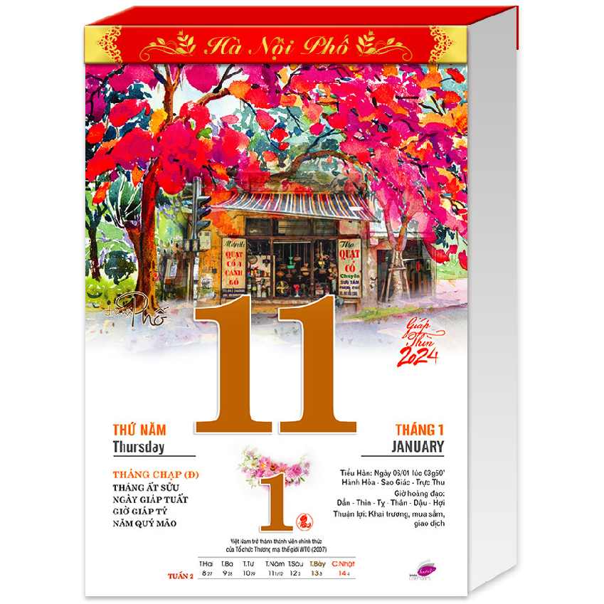 Lịch Bloc bộ siêu đại năm 2024 Giáp Thìn. Kích thước: 20x30cm