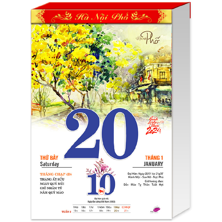 Lịch Bloc bộ siêu đại năm 2024 Giáp Thìn. Kích thước: 20x30cm