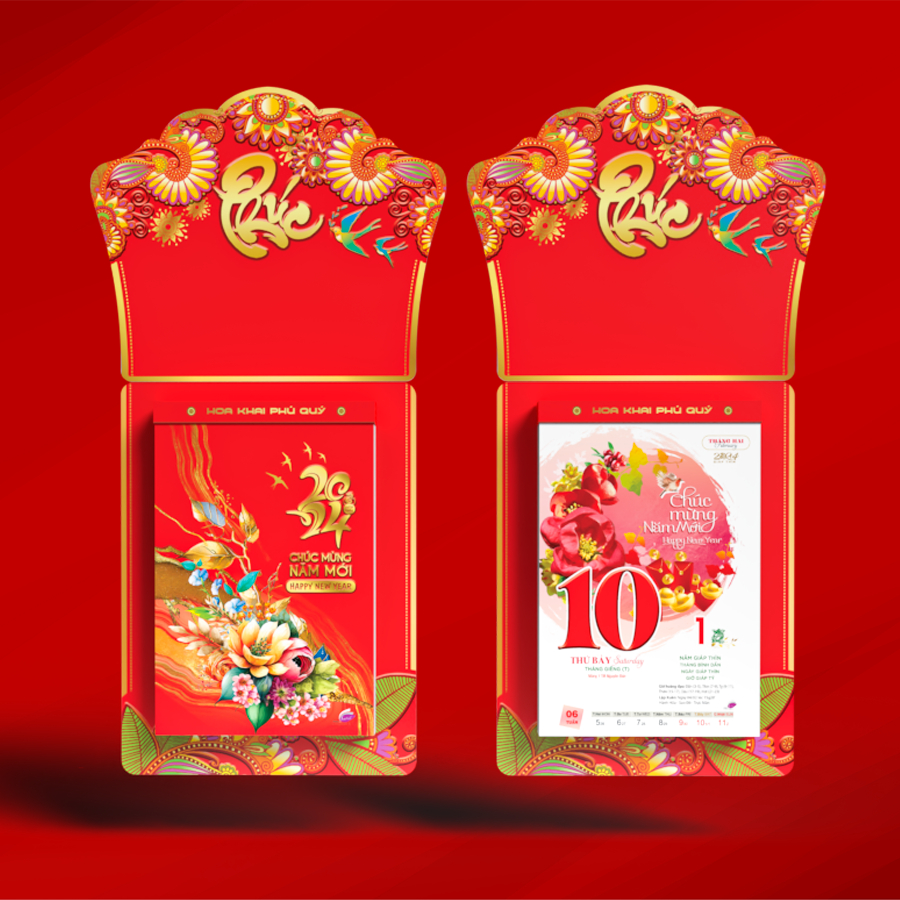 Lịch Bloc bộ siêu đại năm 2024 Giáp Thìn. Kích thước: 20x30cm