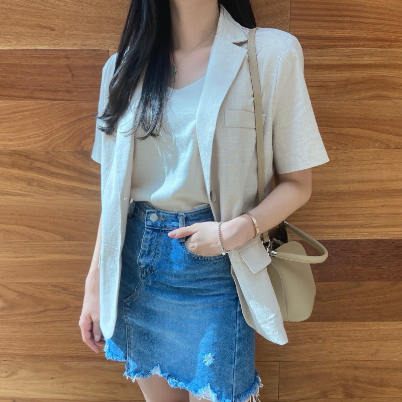 Áo blazer ngắn tay Spao xuất Hàn dư