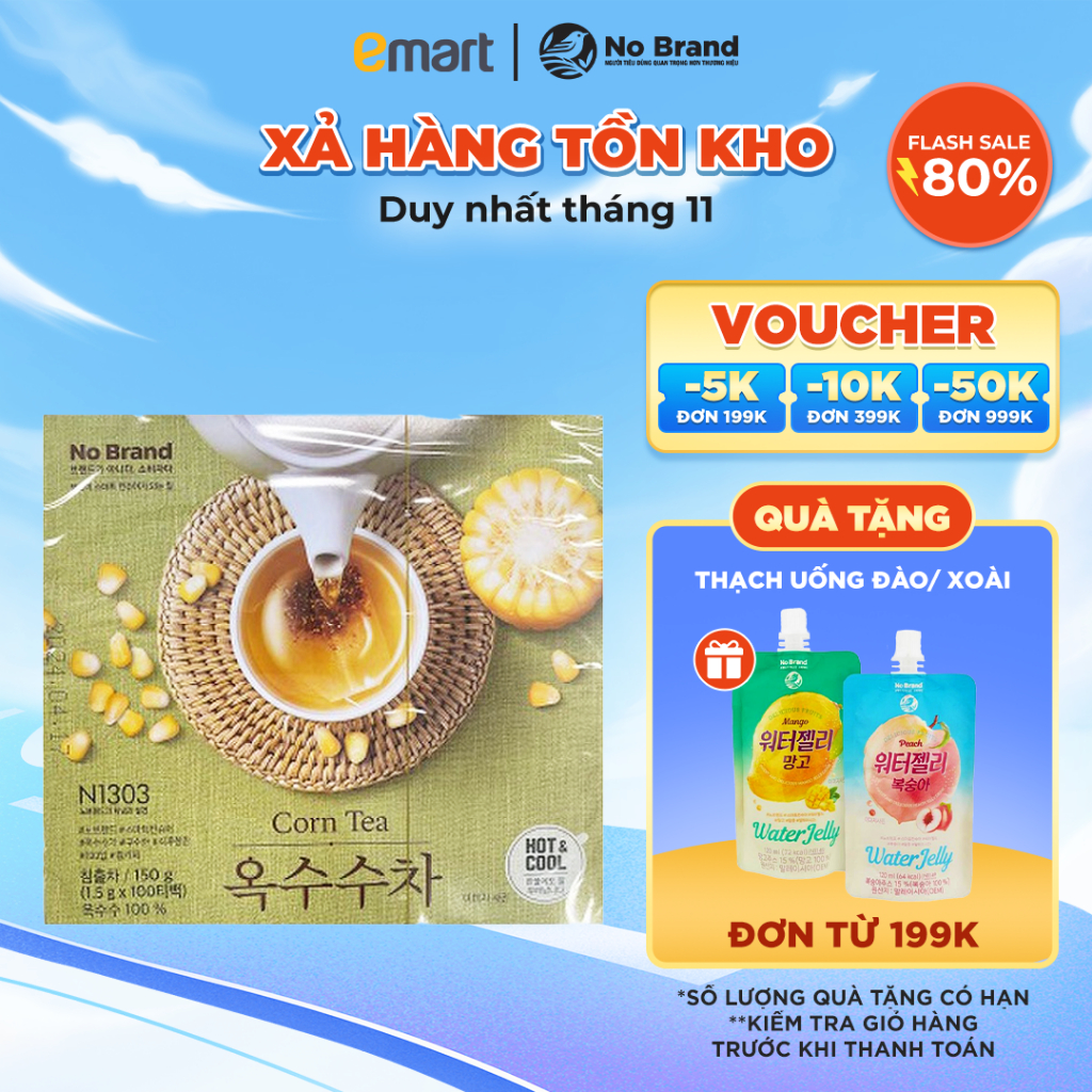 Hộp 100 Gói Trà Túi Lọc Bắp Nguyên Chất No Brand 150g - Emart VN