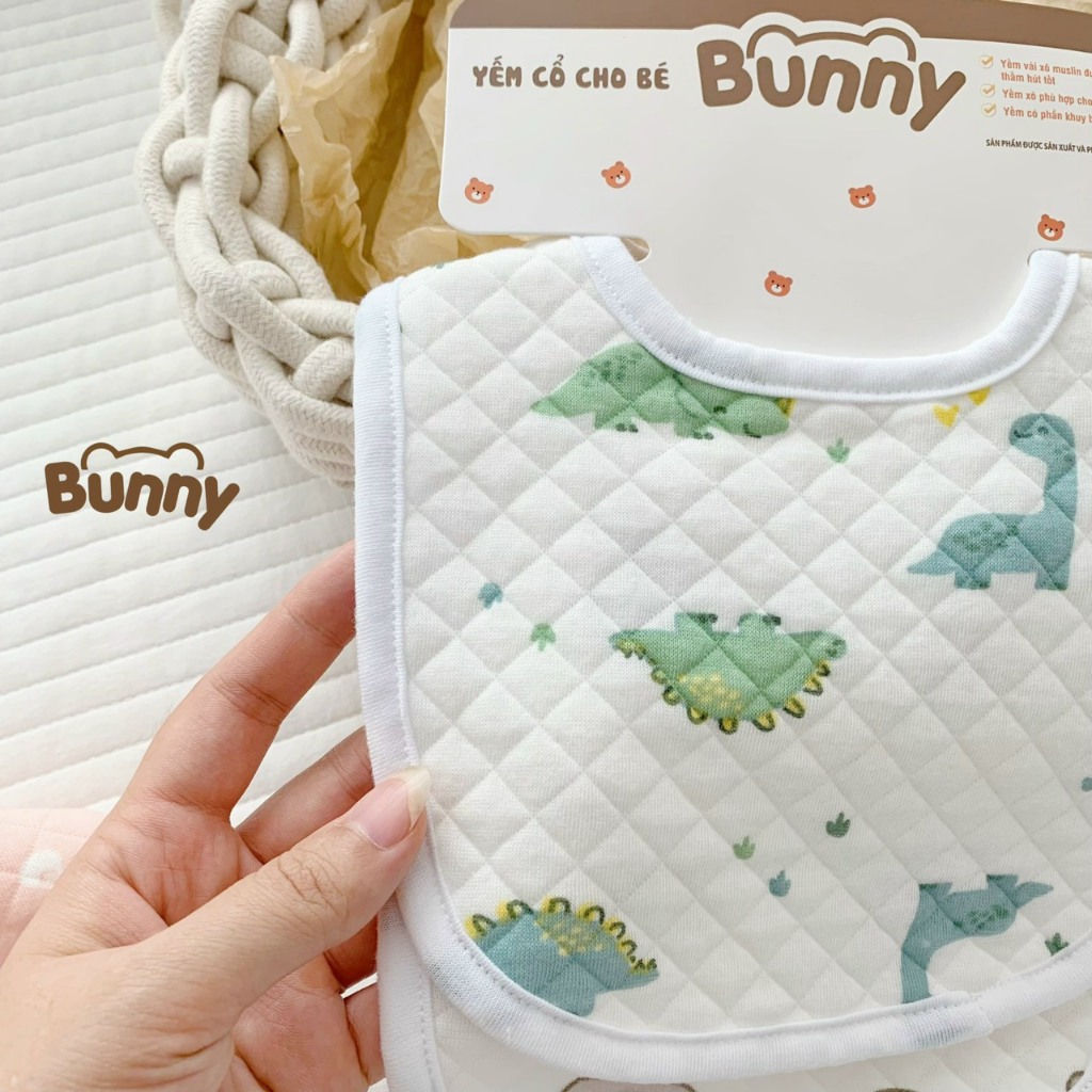 Sét 2 Yếm cổ chữ U trần bông cho bé chất liệu xô trần sợi cotton mềm mịn thấm hút tốt nhiều màu sắc đáng yêu Kidsworld