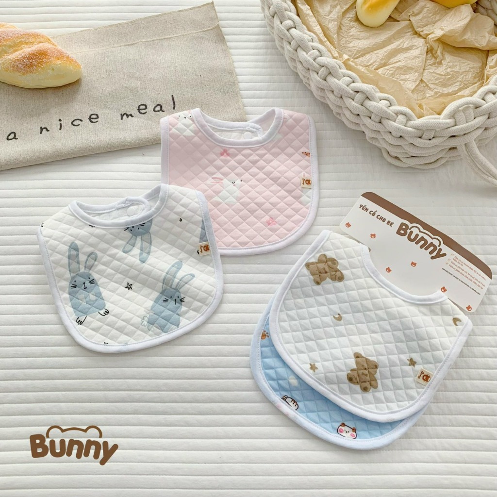 Sét 2 Yếm cổ chữ U trần bông cho bé chất liệu xô trần sợi cotton mềm mịn thấm hút tốt nhiều màu sắc đáng yêu Kidsworld