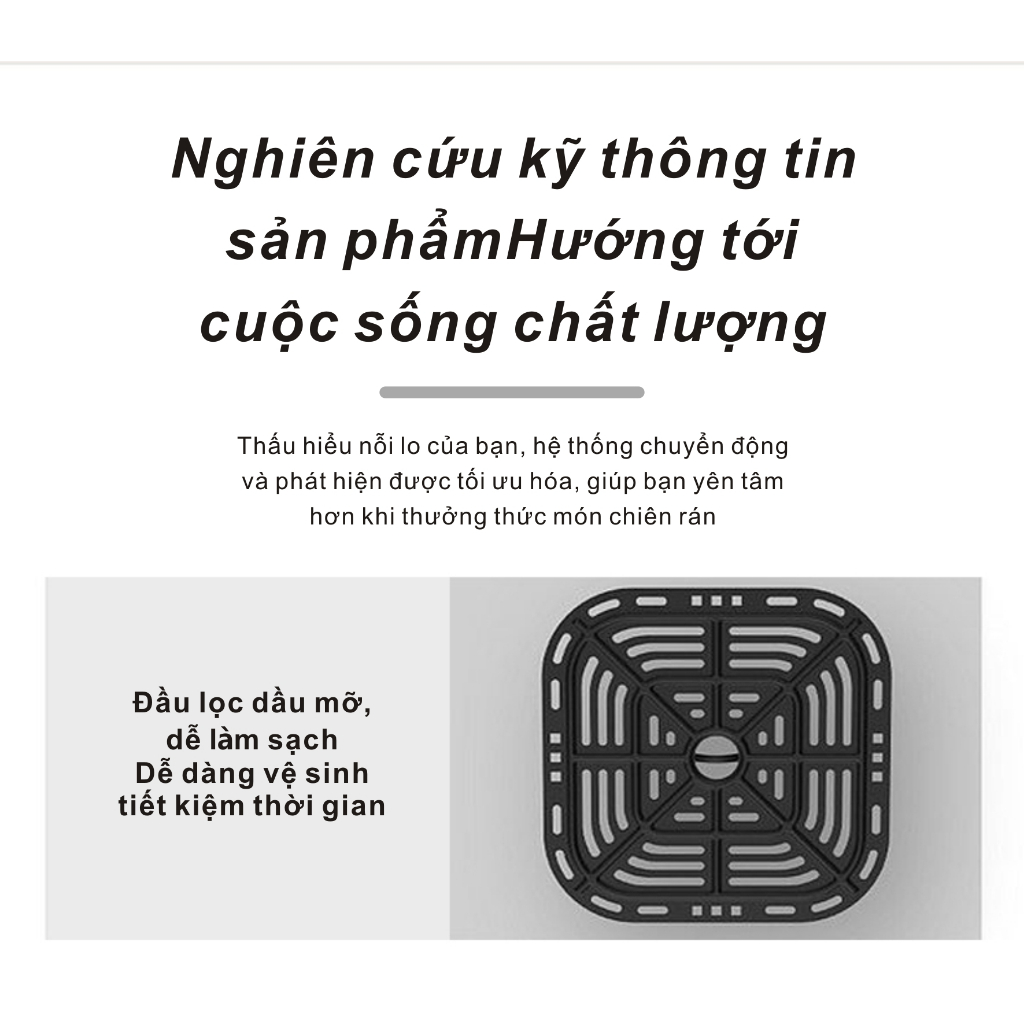 Nồi Chiên Không Dầu Màu Trắng Công Nghệ Chiên 3D Giúp Thức Ăn Chiên Giòn Nhanh Chóng