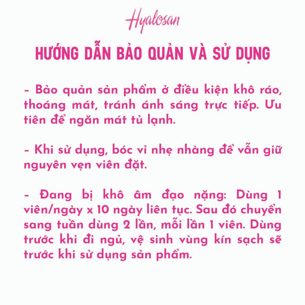 Hyalosan Vaginal Suppositoreis - Hộ Trợ Giảm Khô, Se Khít