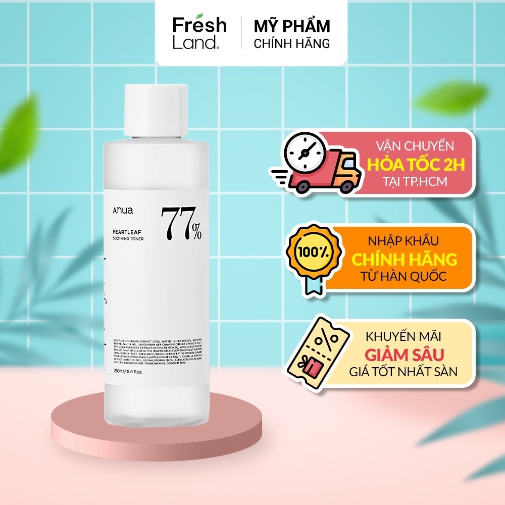 Toner Anua diếp cá làm dịu, dưỡng da Anua Heartleaf 77% Soothing Toner nước hoa hồng giảm mụn 250ml