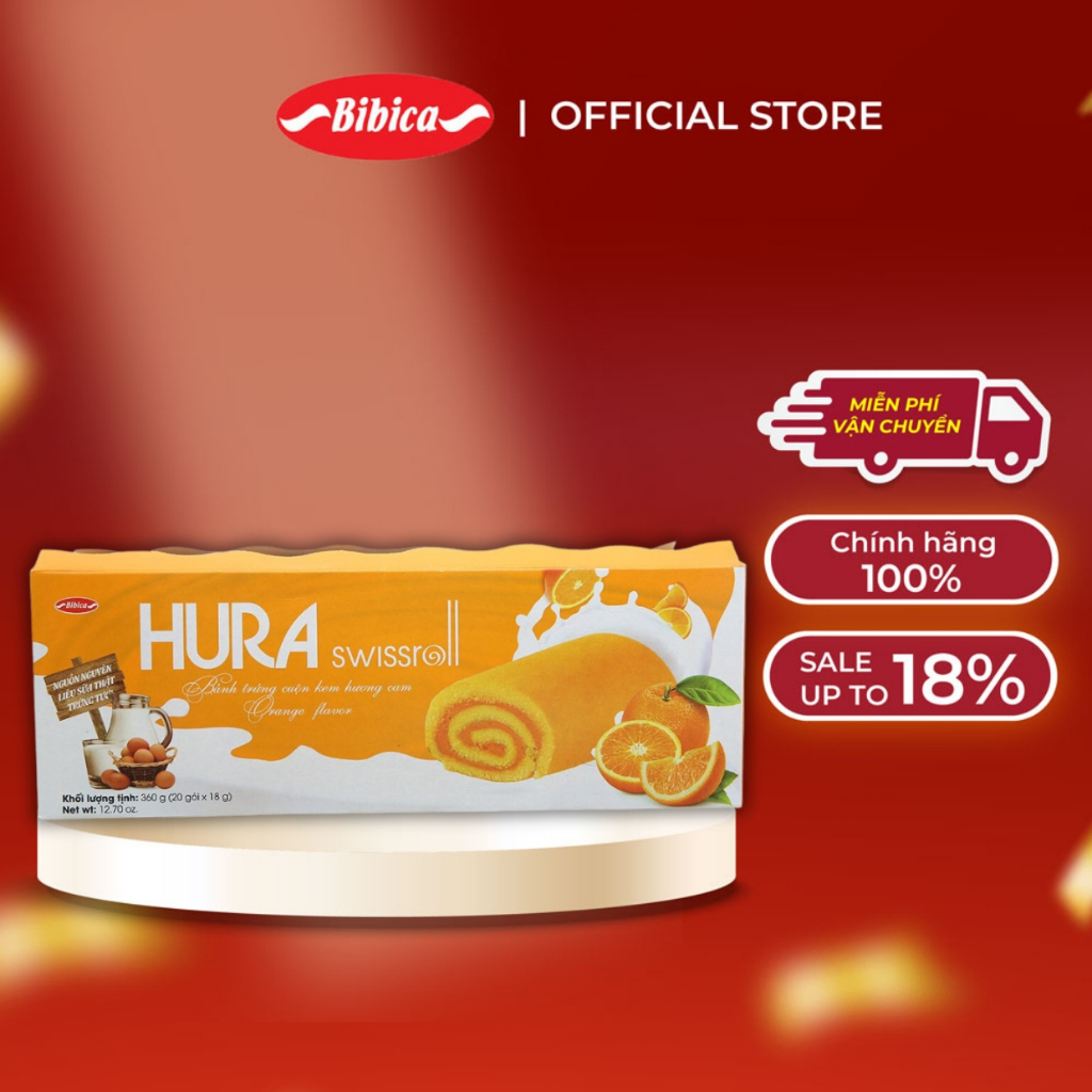 [MUA 5 TẶNG 2] Bánh Hura Swissroll Dâu Bibica 360g