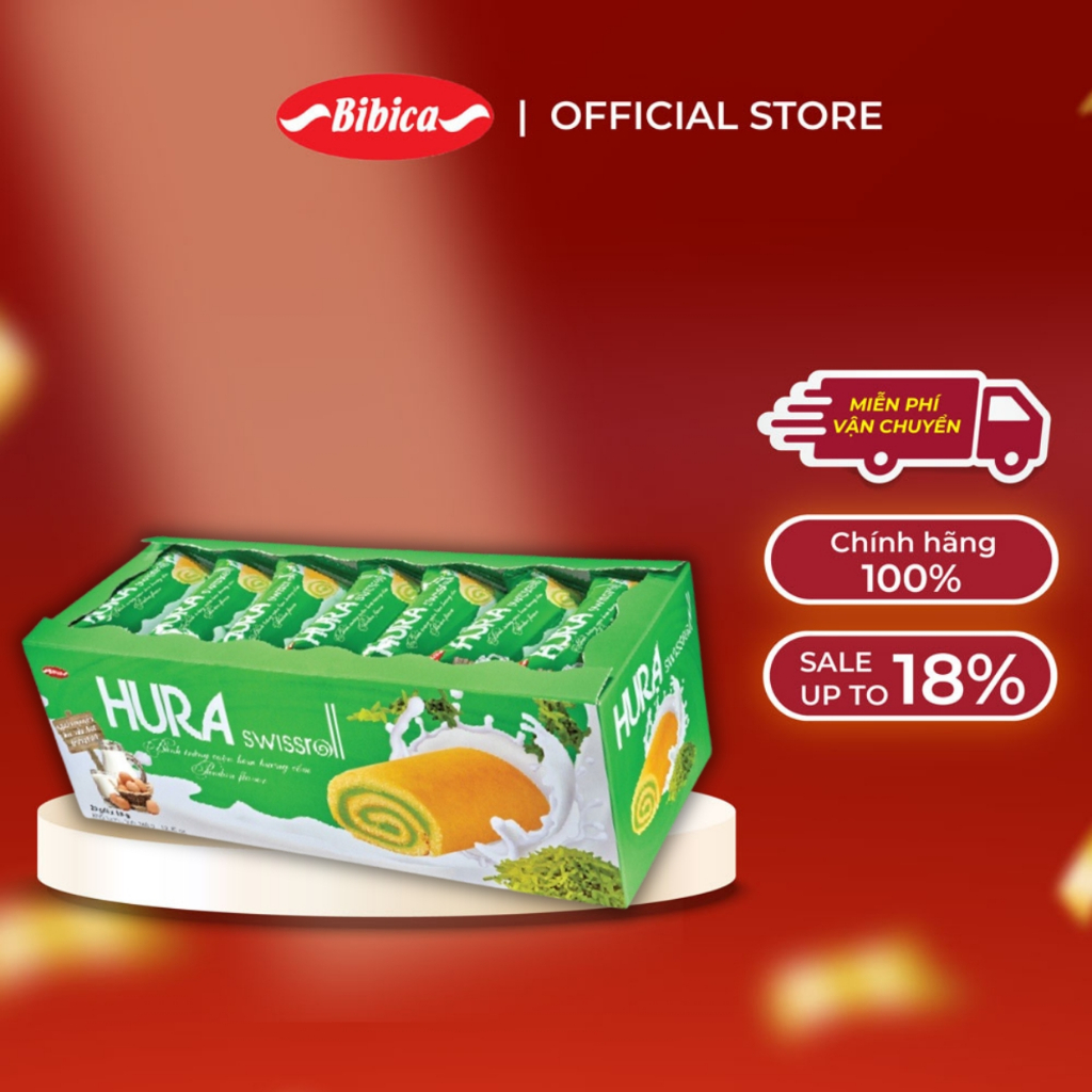 [MUA 5 TẶNG 2] Bánh Hura Swissroll Dâu Bibica 360g