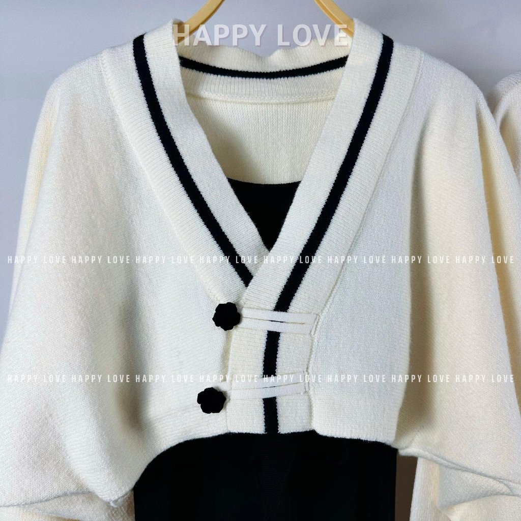 Đồ cặp nam nữ với người yêu set áo váy đôi hai chi tiết vải len dày mịn đẹp cao cấp màu be kem HAPPYLOVE H135