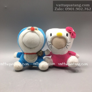 Phôi gấu bông in ảnh, gấu bông ghép mặt, hình 3D Doremon, Kitty 14cm