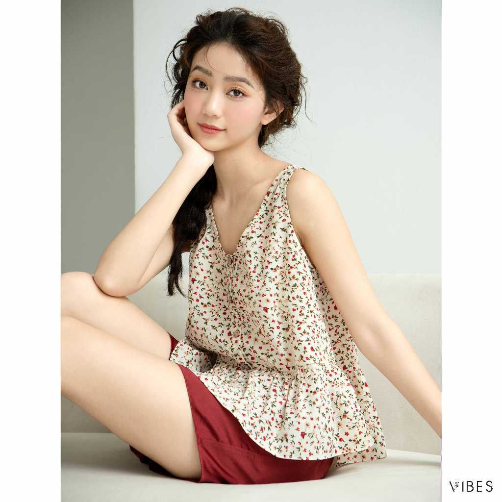 VIBES Đồ bộ ngủ sát nách hoa nhí Sleeveless Set