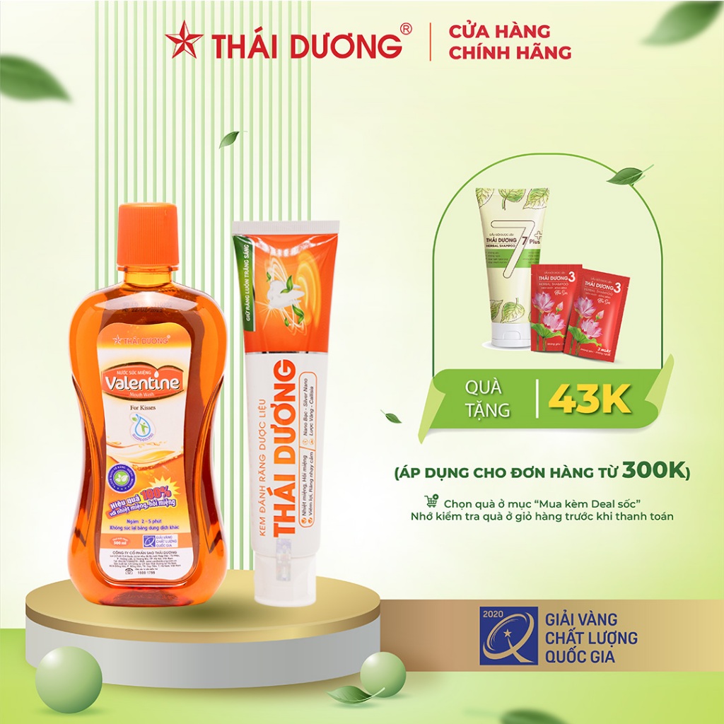 Bộ chăm sóc răng miệng toàn diện - Kem đánh răng Thái Dương 150g & Nước súc miệng Valentine 500ml