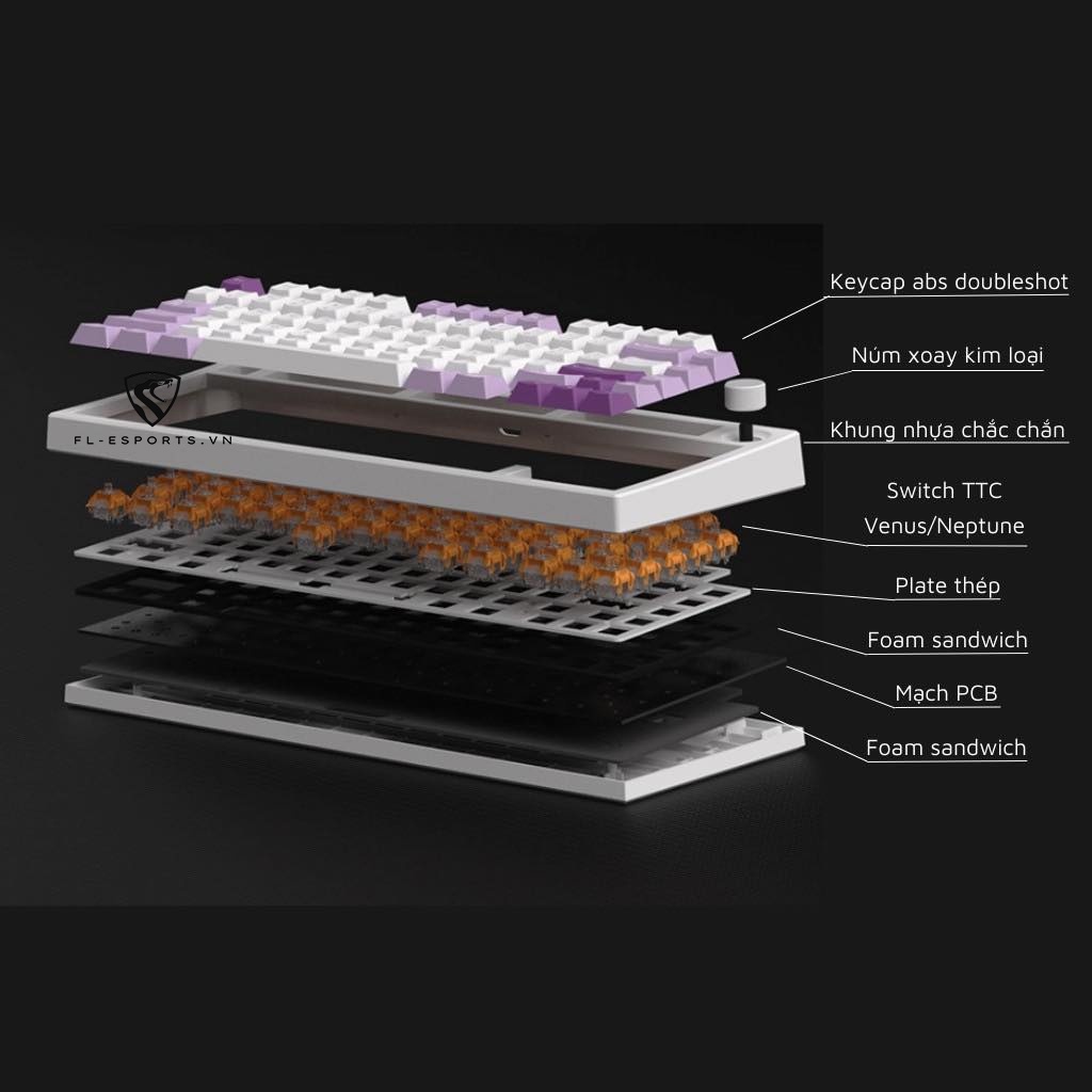 GP75 CPM - Bàn phím cơ FL-Esports GP75 CPM Polar Night / Taro Purple