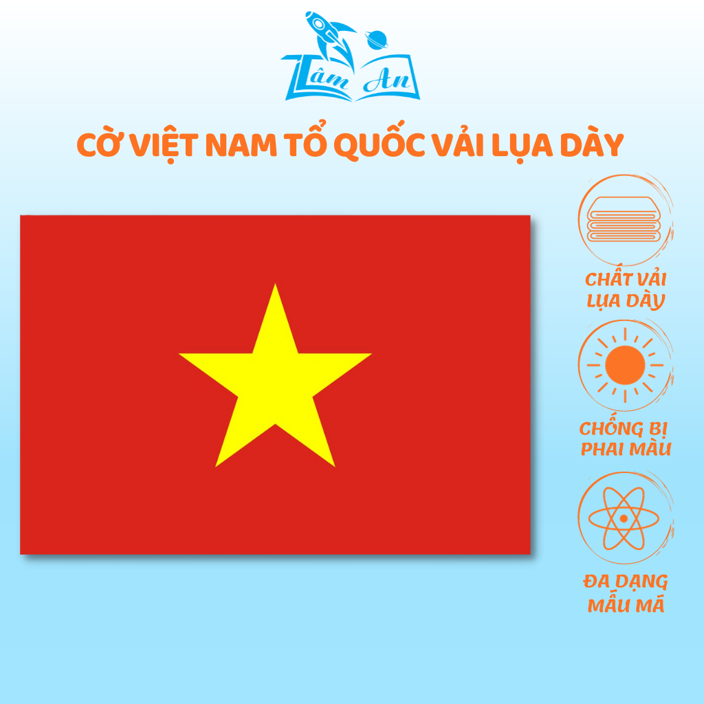 Cờ việt nam tổ quốc chất vải lụa dày được may 2 lớp, chống thấm nước, lâu phai màu - Nhà Sách Tâm An