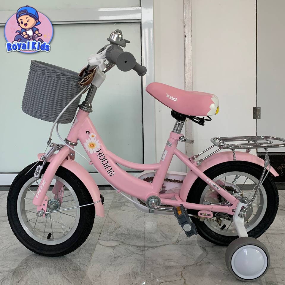 Xe đạp bé gái, Xe đạp Xdd 2 Khung cho bé gái 2-15 Tuổi vàng nhôm bánh hơi Royal Kids